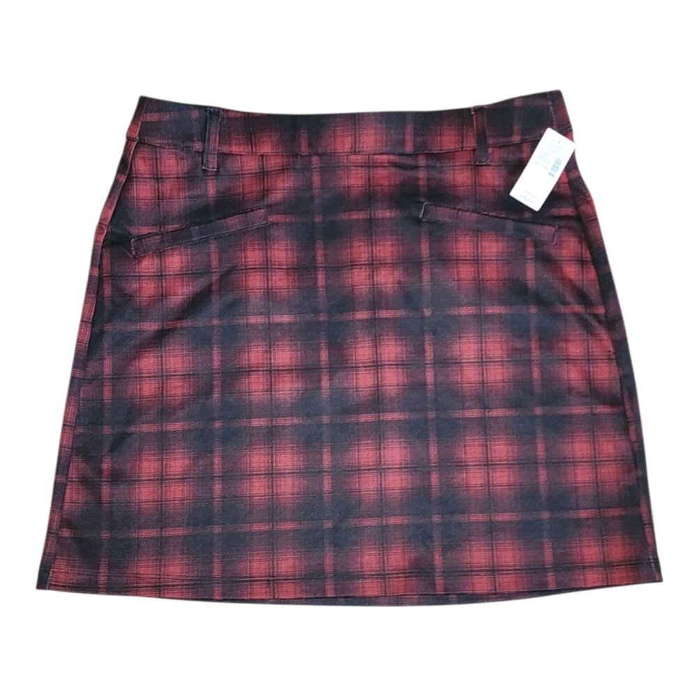 Maurices Skirt Womens Medium Red Black Plaid Pull On Holiday Party Christmas NWT